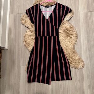 LIKE NEW Navy and Red Striped Wrap Dress